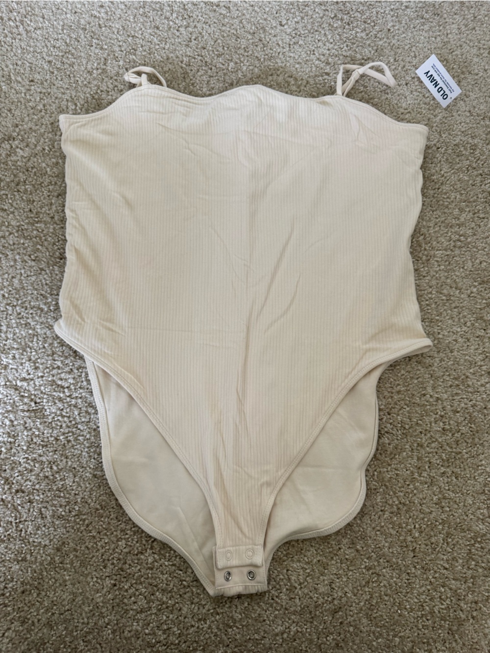 Old Navy Women's Cream Ribbed Halter Bodysuit